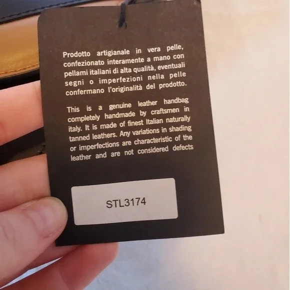 NWT Valentina Fiore Italian Black and Brown Leather Crossbody - Picture 15 of 16